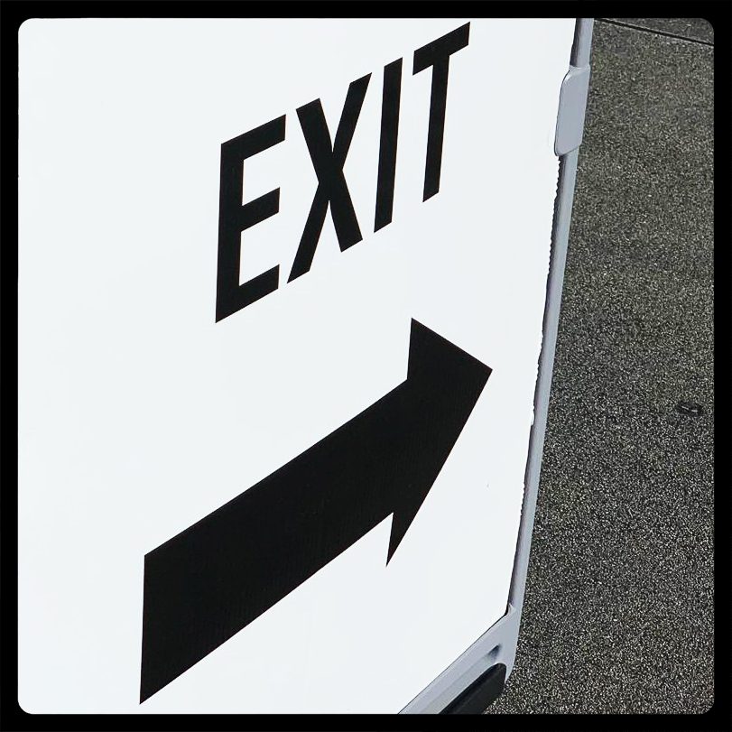 EXIT sign artwork by Florian Reinhardt